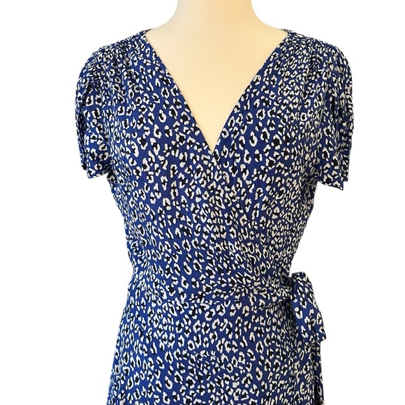 NWT Free People | Women's Blue White Animal Leopard Print Wrap Maxi Dress Size M - Picture 7 of 12